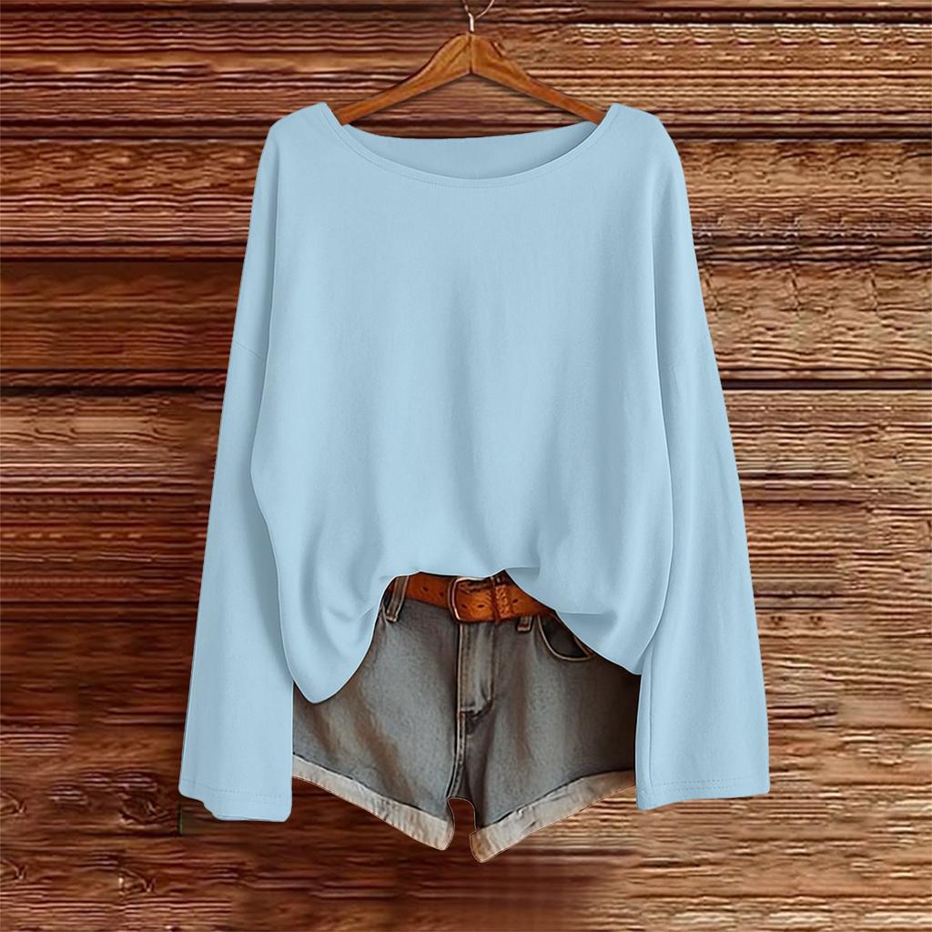 Langarmshirts für Damen Print Grafik T-Shirts Blusen Lässig Übergröße Basic Oberteile Pullover