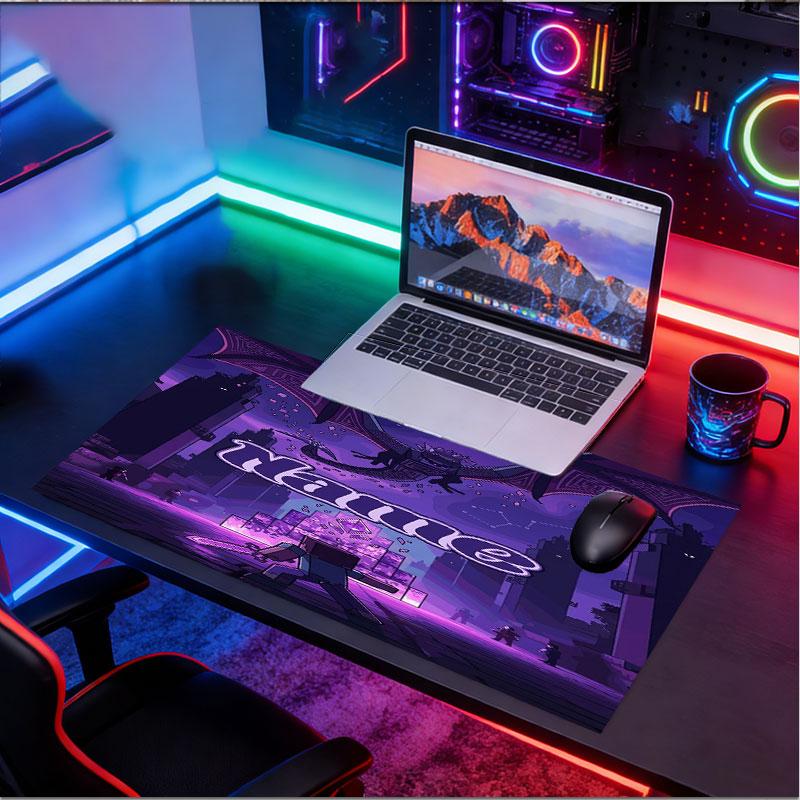 Custom Name Personalized Minecaraft Pattern Mousepad, Laptop PC Desk Mat, Decorative Desk Mat for Home Keyboard Pad Gift