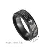 Stainless Steel Black Color Jesus Cross Ring Letter Bible Prayer Finger Rings For Men 8mm Amulet Jewelry