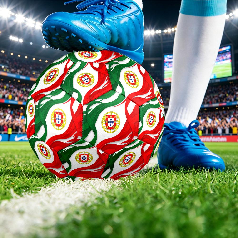 Portugal Football Printed Size 5 Soccer Ball Wear Resistant Standard Adult Training Football Fan Gift for Indoor Outdoor Match Sports