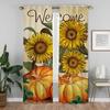 Light Blocking Anti Mosquito Curtains Pumpkin Sunflower Print Curtain Room Panel Tulle Bedroom Halloween Decoration Set Of 2 Made Polyester Washable