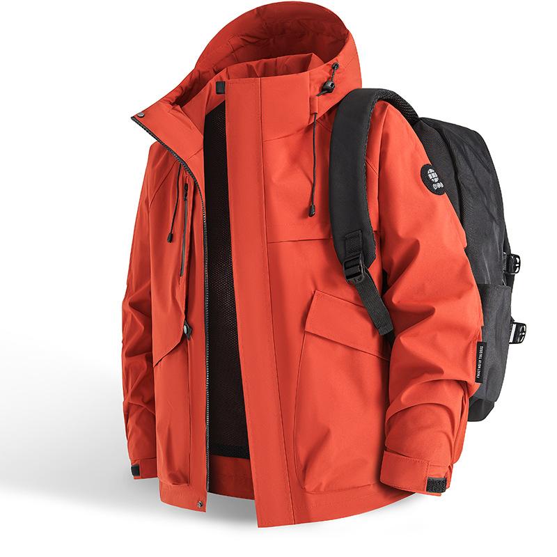 Spring and Autumn New Men's and Women's Outdoor Shock Clothes Windproof Waterproof Mountaineering Suit Hooded Pure Color Couple Jacket Jacket