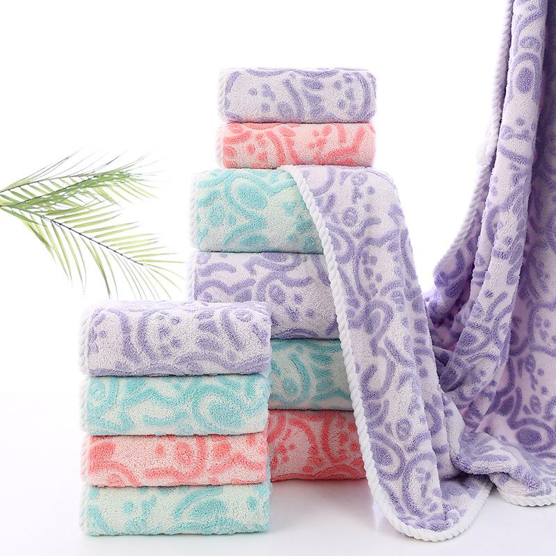 Nová žakárová osuška z korálového fleecu Měkká Absorpční Třída A Čistá bavlna Domácí osuška Zesílená Obalová osuška