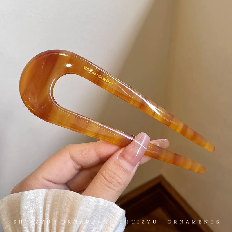 Elegantní 14cm acetátová U-sponka do vlasů pro dámské drdolové účesy - špičková denní pokrývka hlavy