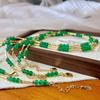 Retro Natural Vitreous Green Chalcedony Gypsy Collarbone Chain Atmosphere Necklace Female Green Versatile