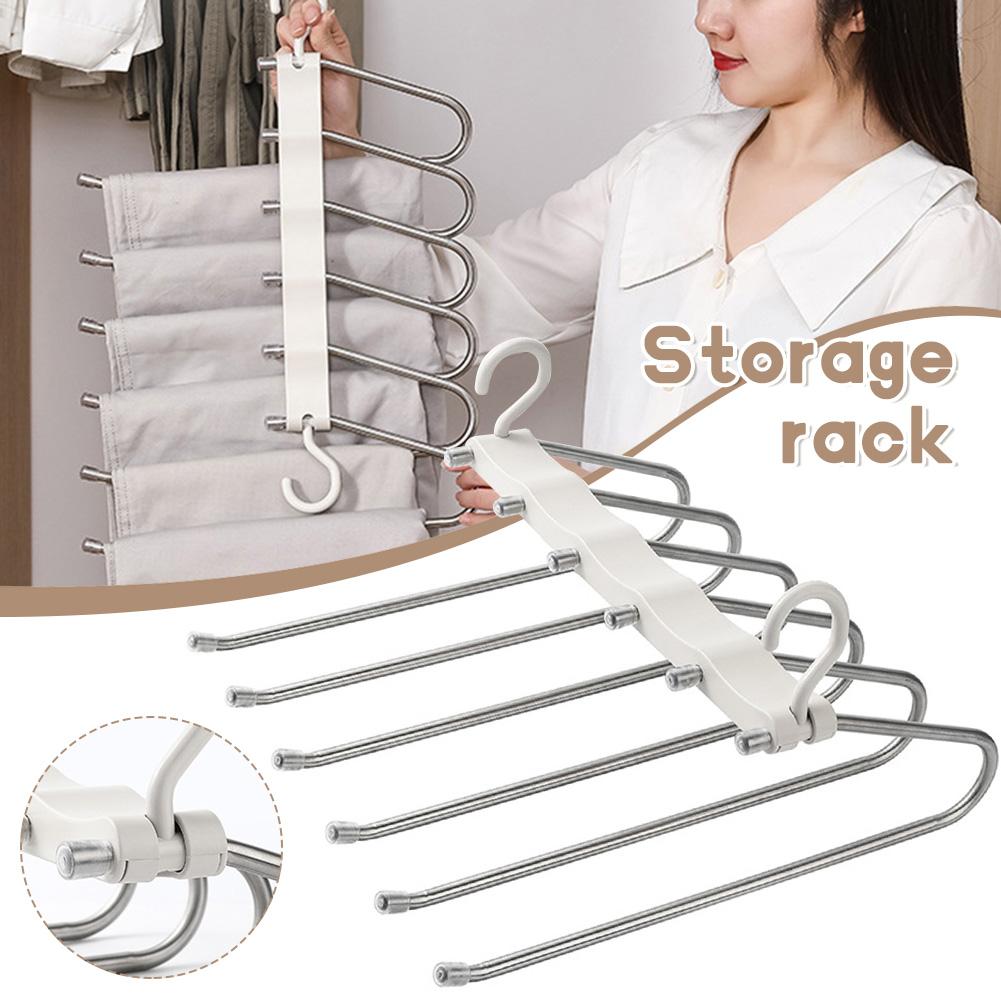 Stainless Steel Trouser Hanger With Double Hooks Space Saving Clothes Drying Rack For Scarfs