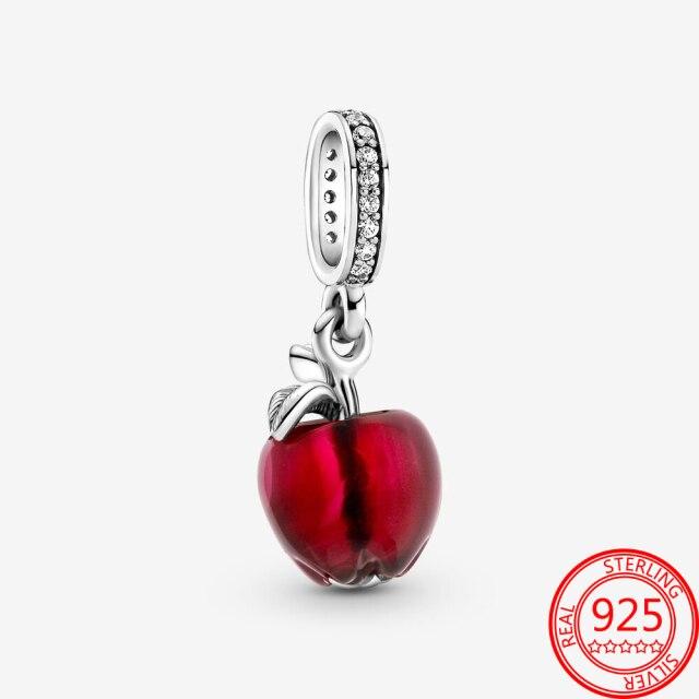 Marque Originale Argent Sterling 925 Émail Charme Cœur Rouge Charme Pomme Rouge Murano Perlé S'adapte Bracelet Mode 3mm Cadeau Fille gray