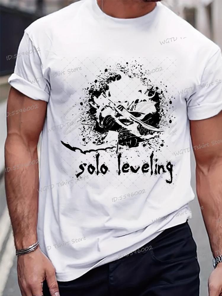 Anime Solo Leveling Tričko Vtipná grafika Sung Jin-Woo Pánské oblečení Krátký rukáv O-výstřih Topy Komiks Solo Leveling Bílá trička