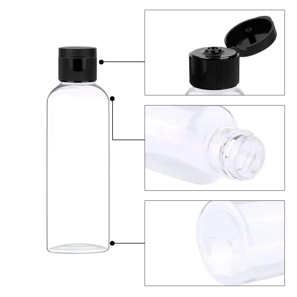 5PCS 50ML Refillable Empty Plastic Transparent Bottle with Flip Cap Portable Squeeze Shampoo Conditioner Travel Bottles