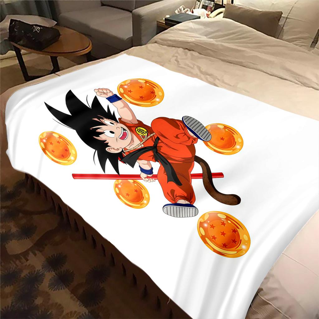 1PC Son Goku  Print Flannel Blanket, High quality All Seasons, Home Decor, Warmth and Comfort, Perfect for Christmas Gifts