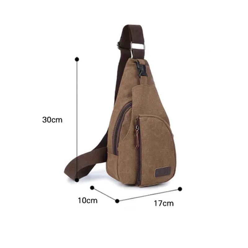 2022 Brandneu Herren Vintage Canvas Leder Umhängetasche Sling Brusttasche Multifunktional Outdoor Kleine Umhängetasche