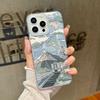 Cartoon Mountain Print Glitter Phone Case For iPhone 16 15 Pro Max 14 Pro 13 12 11 Clear Shockproof Hybrid TPU PC Glossy Slim Cover