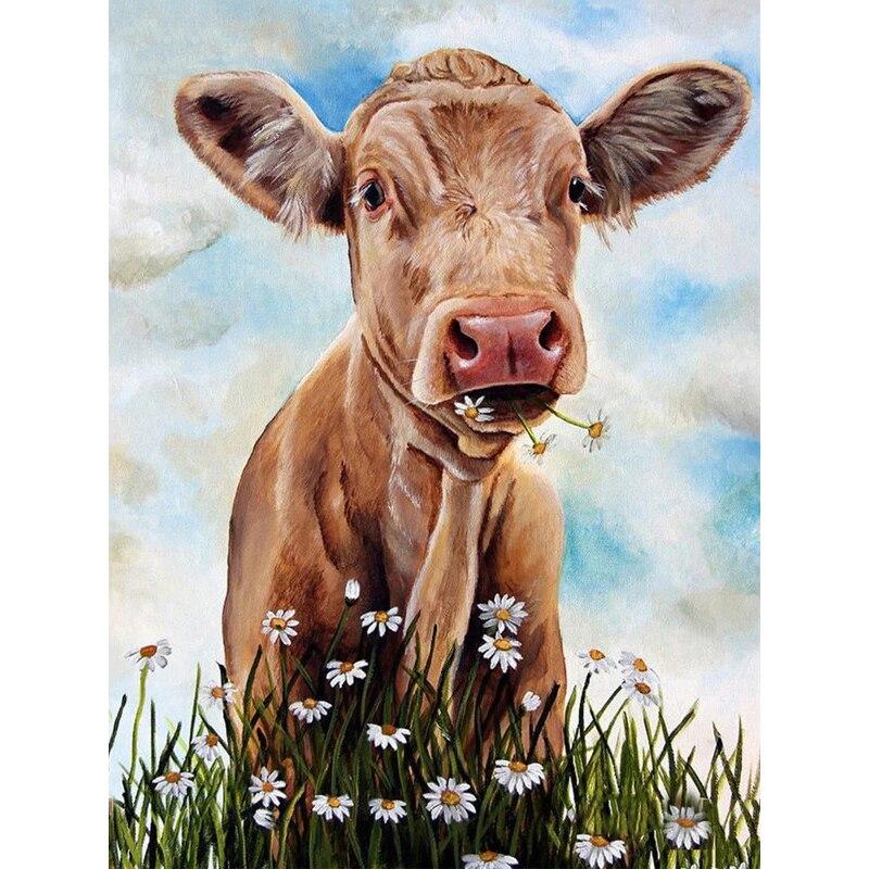 Noua pictură cu diamant 5D bricolaj, bovine, broderie cu diamante, animale, punct de cruce, găurit rotund complet, meșteșuguri, decorațiuni pentru acasă, cadou manual