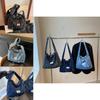 Drawstring Denim Tote Bag For Women With Tophandle Design And Large Capacity For Daily Use