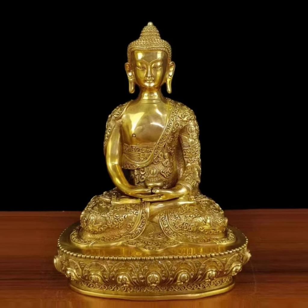 Feng Shui Koppar Tre Skatter Buddha Shakyamuni Apoteksbuddha Hemdekoration