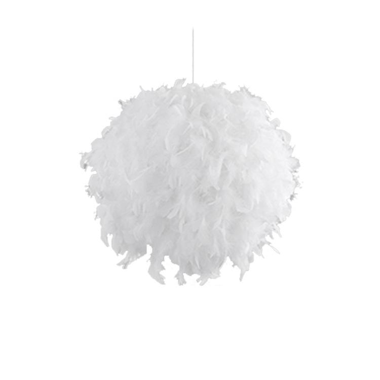 Bílý peříčkový kulový lustr - Kreativní dekorativní osvětlení pro ložnice a obývací pokoje.