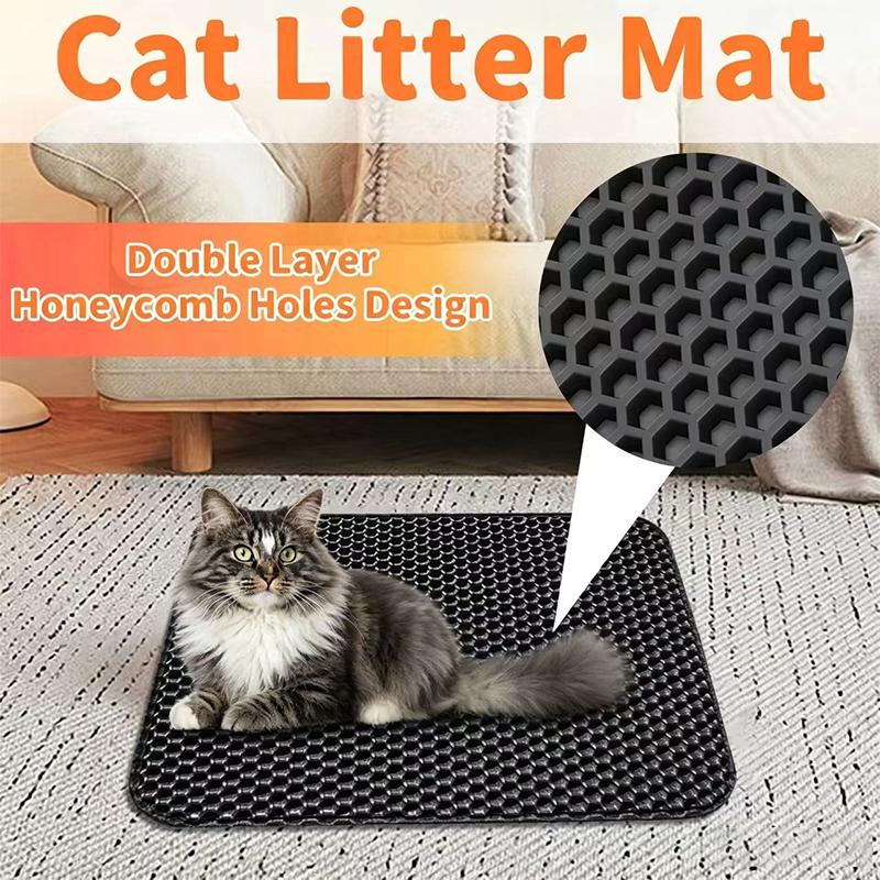 Double Layer Non-Slip Cat Litter Mat, Waterproof & Wear Resistant Pet Cleaning Pad