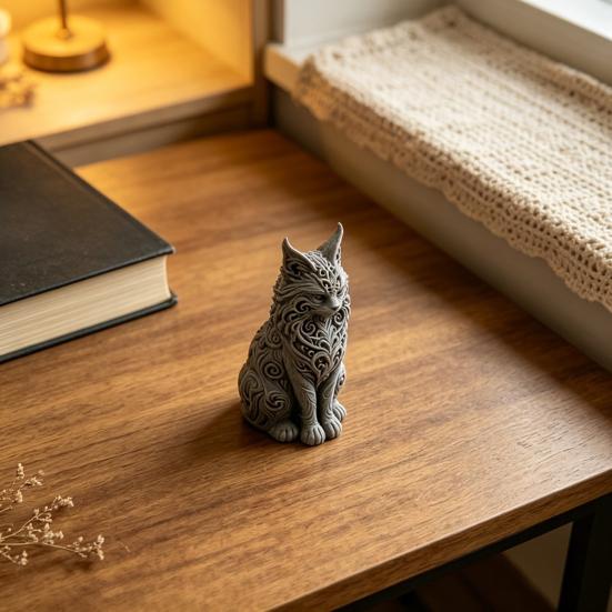 Vitrine Kattenbeeldje 3D Geprint Maine Ornamenten voor Tafeldecoratie