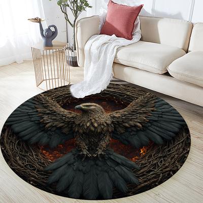 Lightning Eagle,Round Area Rug,Carpet Rug for Living Room Bedroom Sofa Playroom Decor,Non-slip Floor Mat