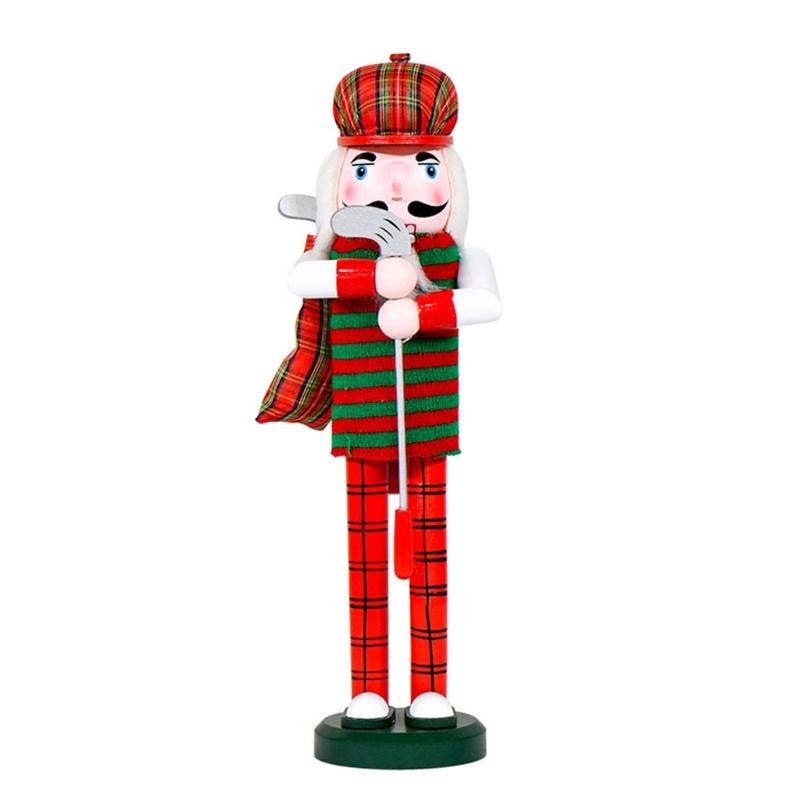 

Traditional Red and Green Striped Golf Player Nutcrackers Festives Holiday Decors For Tabletop Mantels Shelf Display 1
