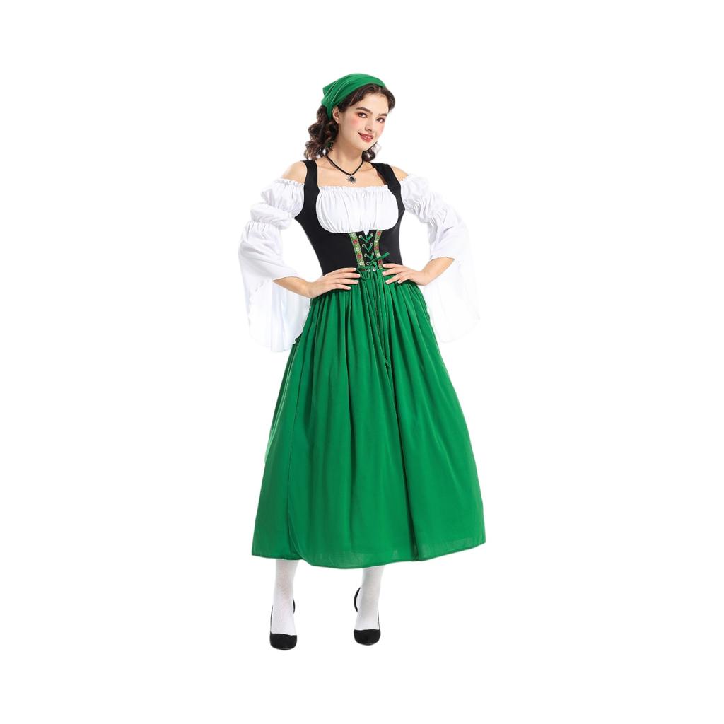 Women's Vintage Farm  Dress Solid Color Patchwork Long Sleeve Dresses