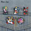 Color Block Stitching Cat Enamel Pins Picasso Abstract Paintings Brooches Lapel Badges Clothes Animal Jewelry Gift for Friends