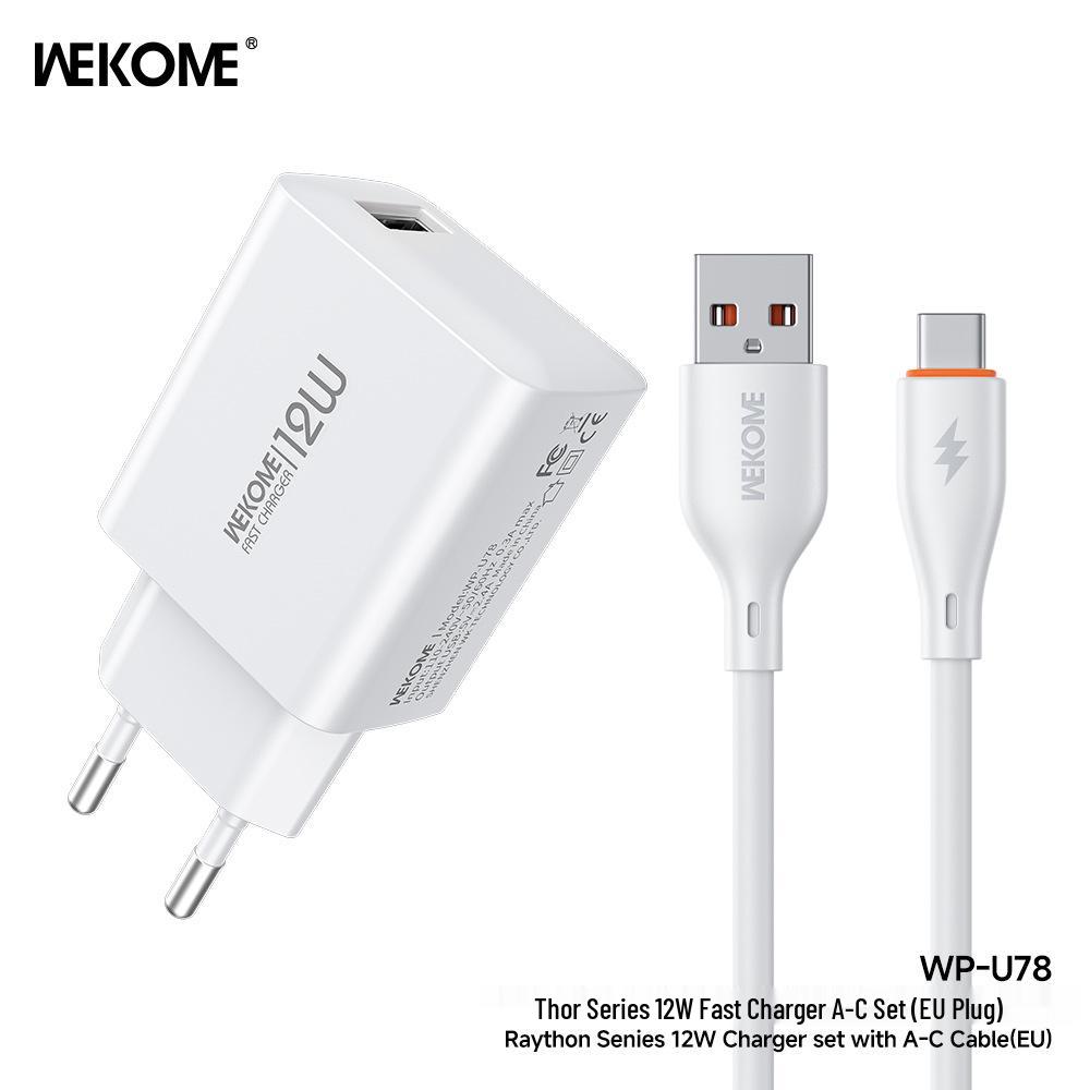 Wekome Thor 12W Fast Charger for Apple & Huawei Phones, 5V/2.4A Compatibility