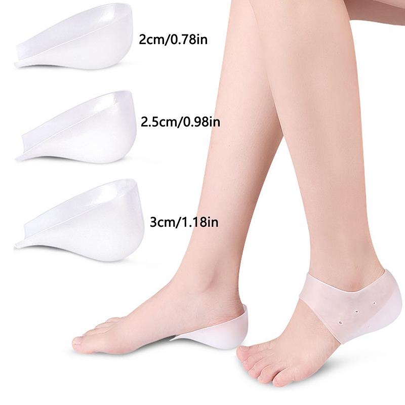 Invisible Height Increase 2-3Cm Silicone Socks Gel Heel Pads Orthopedic Arch Support Heel Cushion Insoles Foot Massage Pad