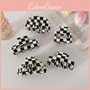 Trendy Black And White Checkerboard Acetate Hair Claw Clip For Fashionable Women