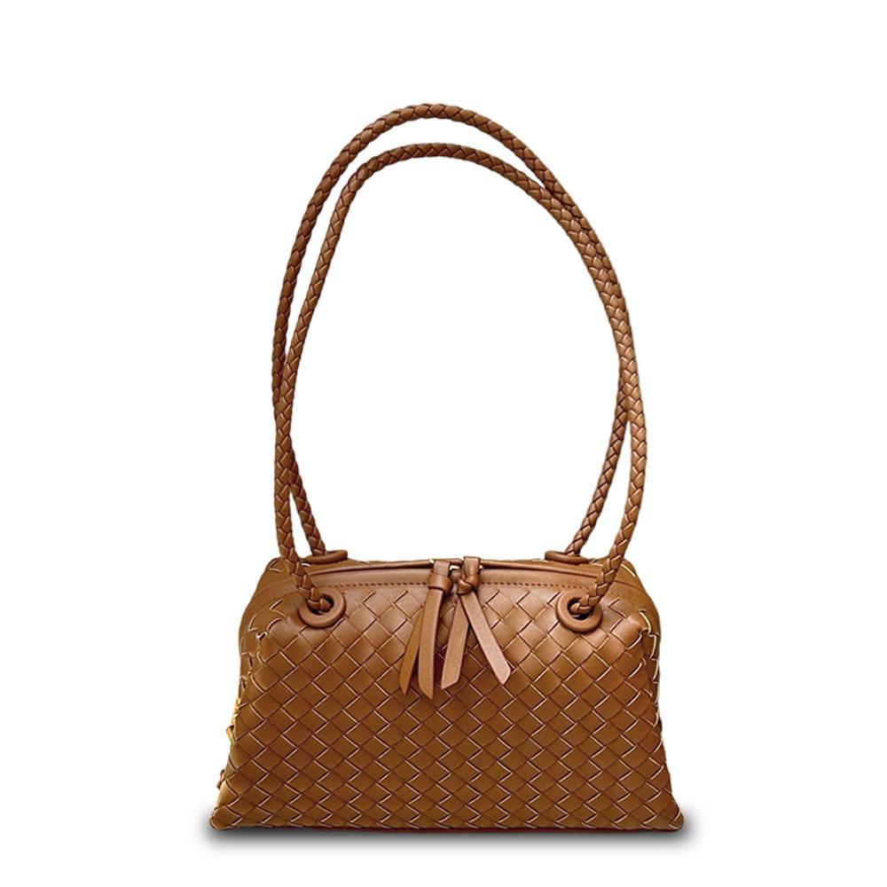 Cross-border Cowhide Woven Underarm Boston Women's Bag Practical High-end Pillow Bag Commuting Versatile Portable Shoulder Bag