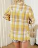 2024 Women's Pink Plaid Loose Long Sleeve Shirt Jacket