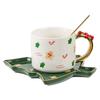 Creative Santa Claus Coffee Cup and Saucer Christmas Tree Ceramic Mug Exquisite Afternoon Tea and Flower Tea Coffee Cup Gift New