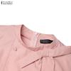 ZANZEA Women Casual Round Neck Solid Color Short Sleeve Elegant Dress