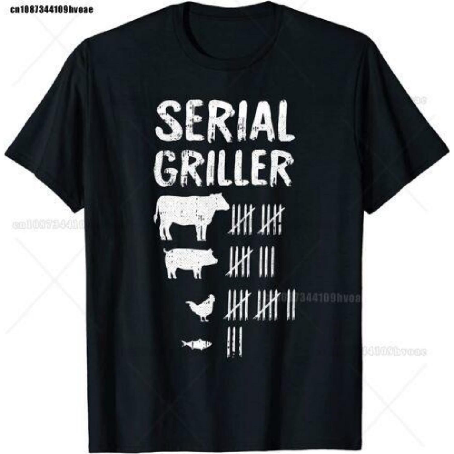 

NEW LIMITED Serial Griller Fathers Day Funny Grilling Grill BBQ Master TShirt S чёрный