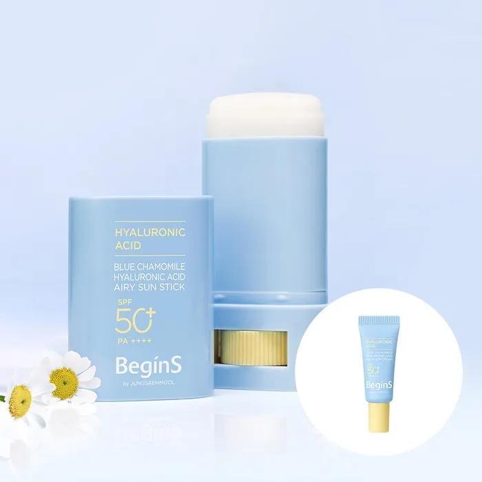

Начинается с Jung Saem Mool Blue Chamomile Hyaluronic Acid Airy Sun Stick (Включено 5 мл увлажняющего солнцезащитного крема)