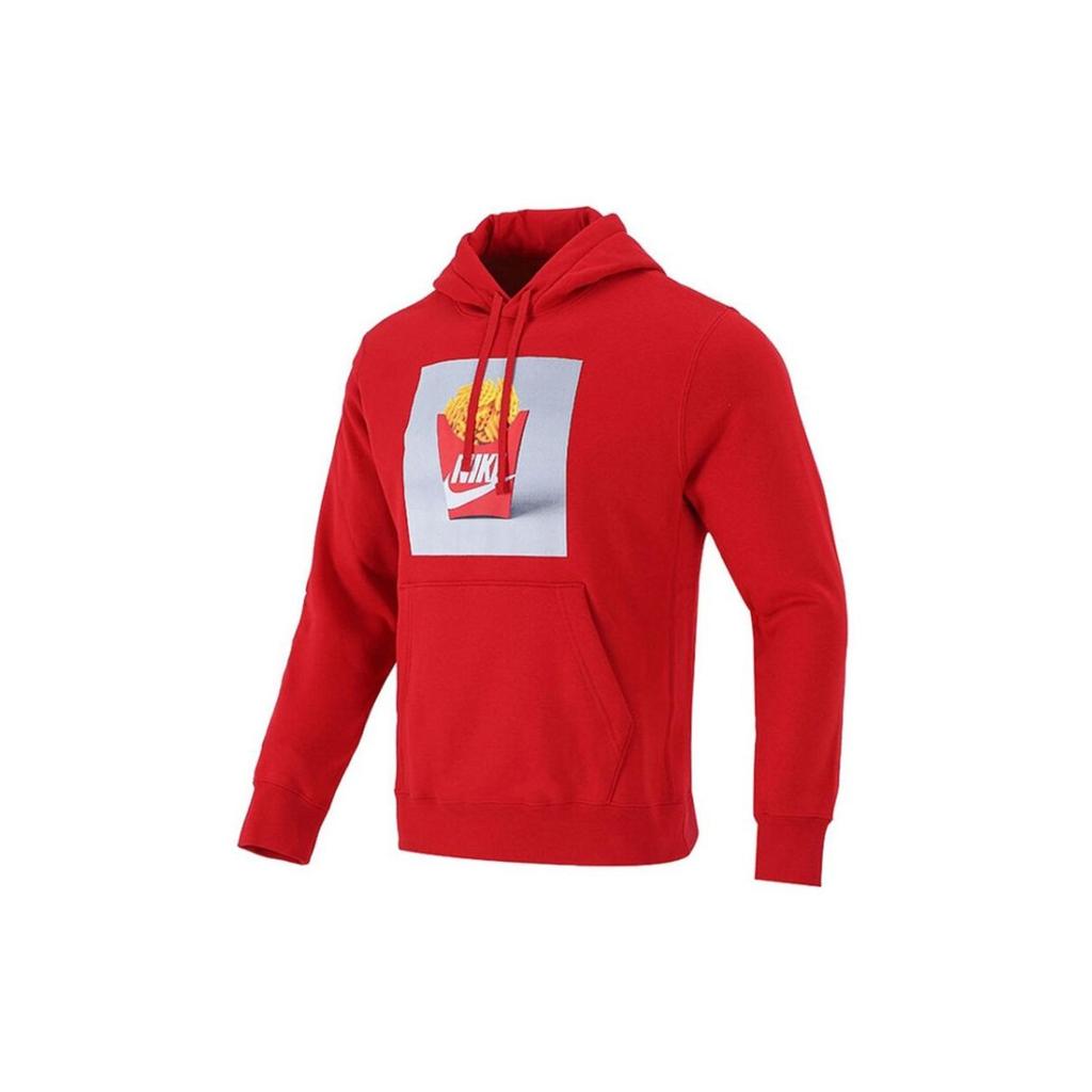 Nike Sportovní mikina s kapucí s fleecovou podšívkou a potiskem hranolků v krabičce od bot Pánské topy Červená DM2275-657
