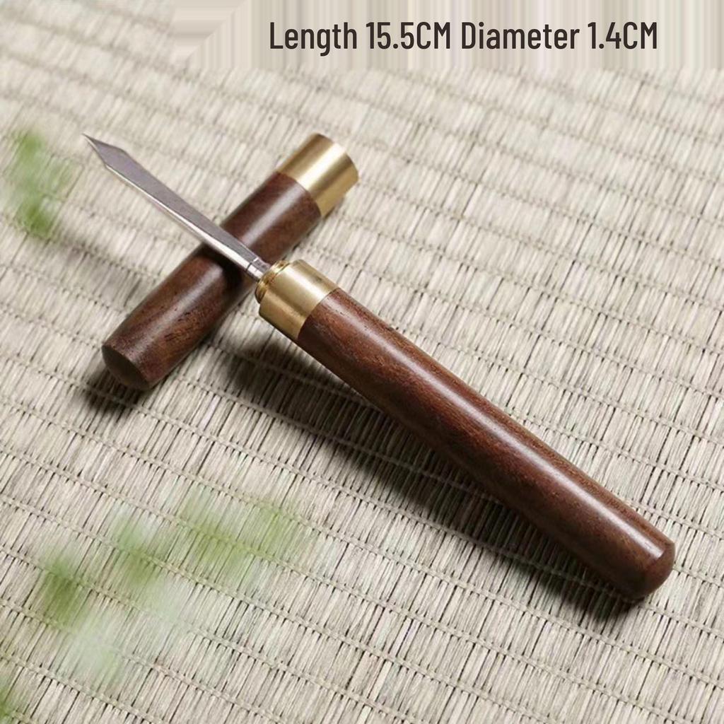 Small Ebony Rosewood Tea Knife & Needle for Pu'er Tea Ceremony with Laser Logo