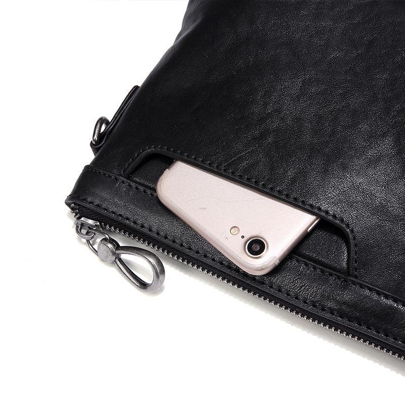 Men's Genuine Leather Business Casual Clutch Bag - Large-Capacity Handheld Cowhide Envelope Bag