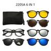 Clipon In 6 1 Black Round Oval Plastic Frame With 5 Pcs Clip On Sunglasses Magnetic Glasses Male Optical
