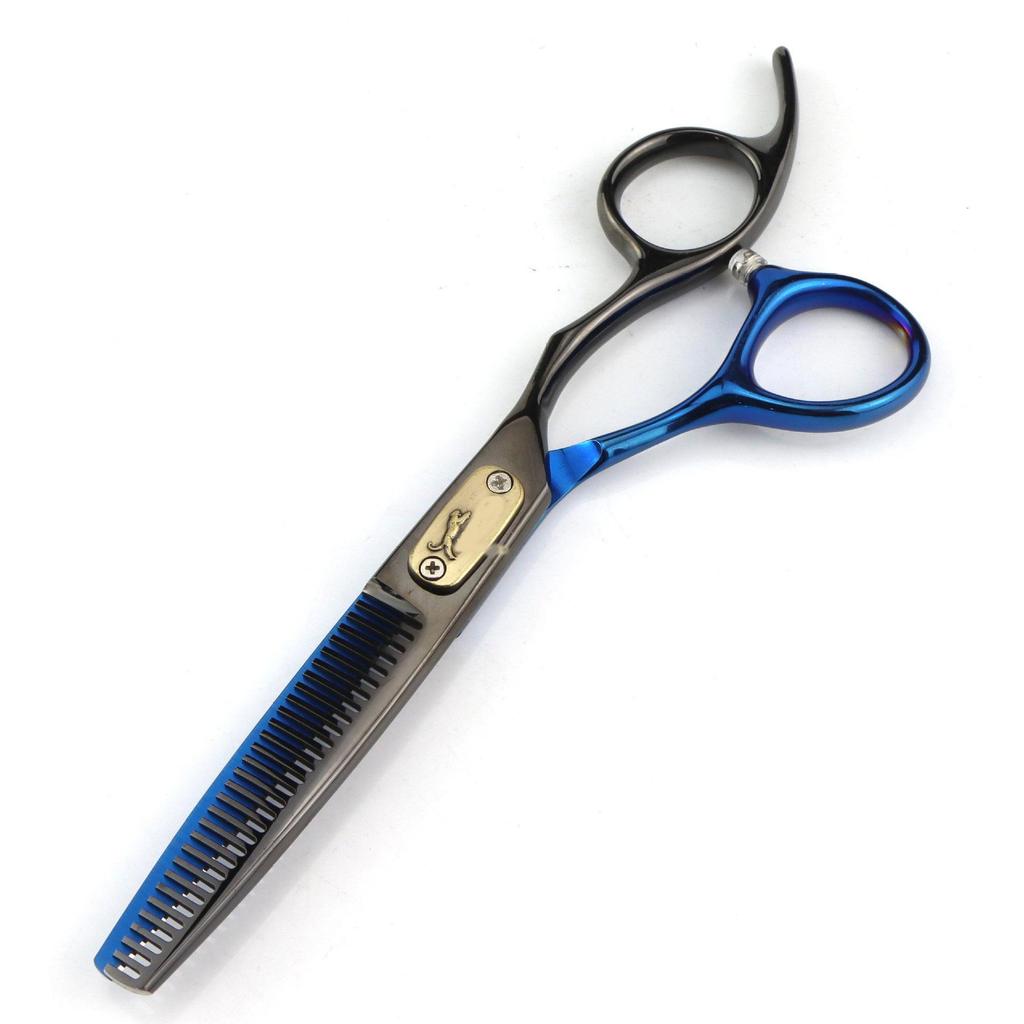 6.0-Inch FHS-11 Black Blue Hairdressing Scissors for Bangs and Barbering