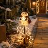 Waterproof LED Lawn Ornaments Solar Snowman Garden Stake Light, Flowing Waterfall Fairy Light with Christmas Landscape Lighting for Yard Star