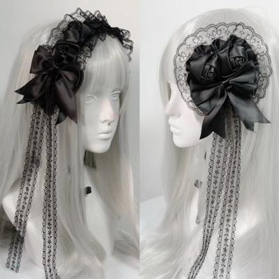 Frilled Headdress Lace Headbands Black Hair Accessories Gothic Lolita Headwear  Cosplay Party