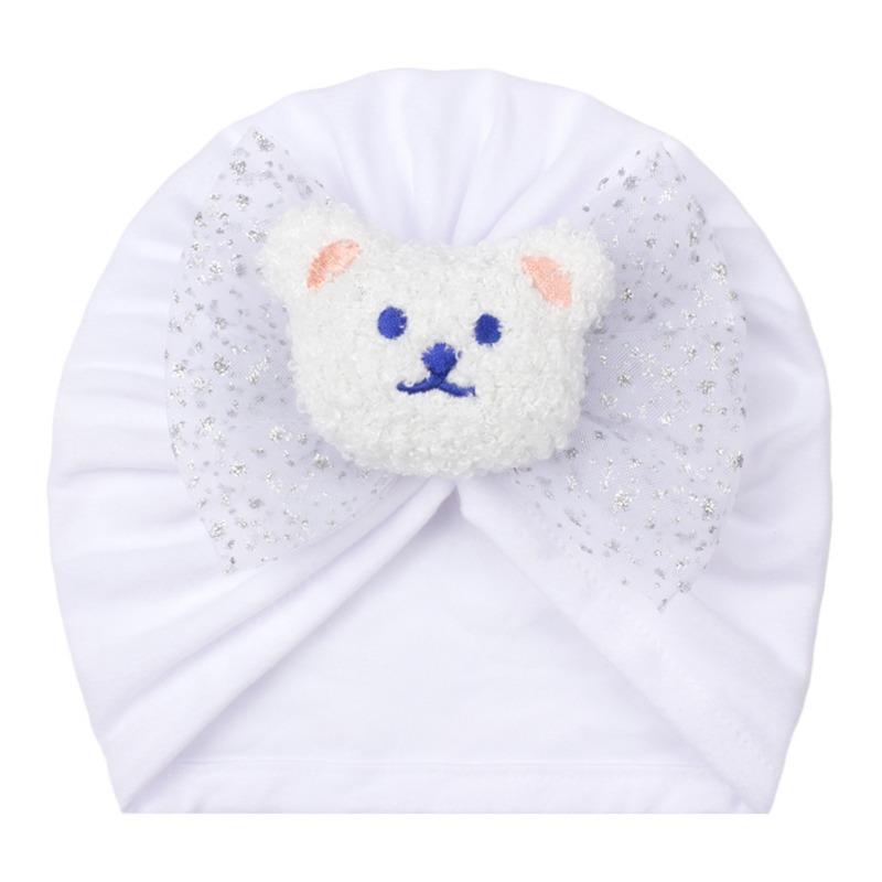 Spring boys and girls bear head hat, new bronzing bow cute pullover hat, baby tire hat
