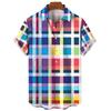 Men's Gradient Striped Short Sleeve Shirt, Loose Fit Casual Button-Down Top for Daily Commute and Vacation Wear