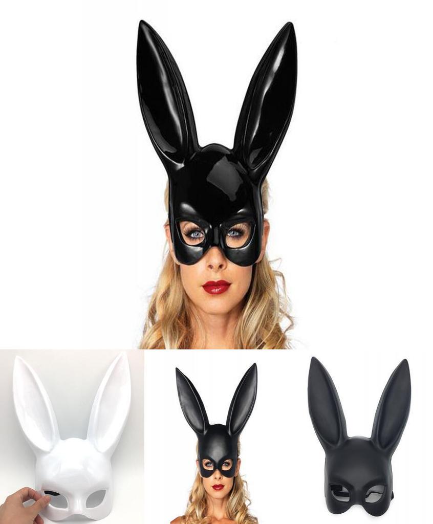 Schwarze Hasenmaske für Erwachsene aus PVC-Material, perfekt für Halloween, Cosplay und Kostümpartys