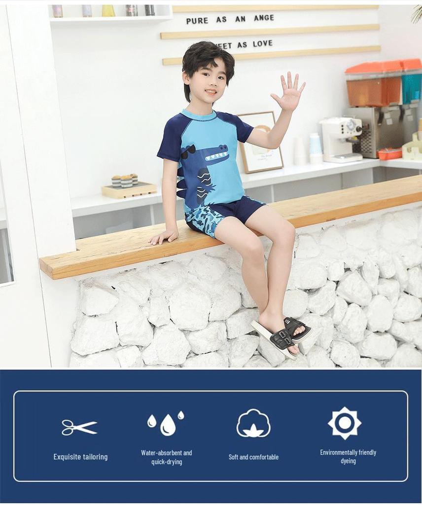 Boys' Two-Piece Korean Swimsuit Set 
