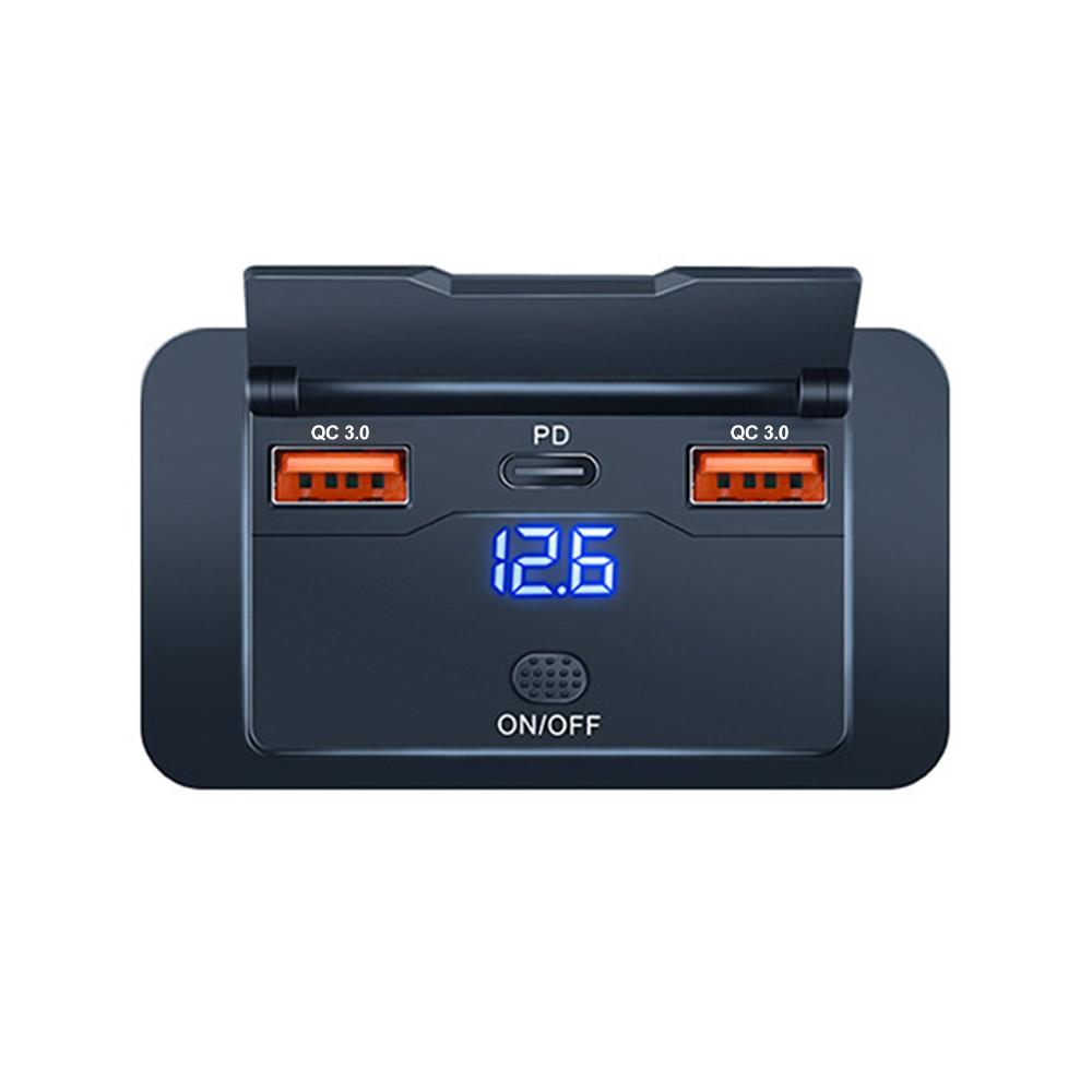 12V USB Outlet Surface Mount Lightweight PD USB C 30W and QC 3.0 18W Ports Replacement Charger Socket Panel with Button Switch