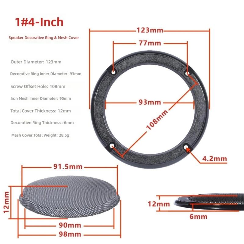 Loudspeaker Grille Speaker Decoration Cover Protective Case for 2-10inch Inches Home Subwoofer Horn Speaker