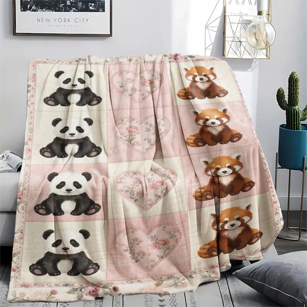 1Pc Cute Patchwork Print Flannel Blanket, High quality Comfortable for All Seasons, Home Decor, Warmth and Comfort, Perfect for Christmas Gifts65