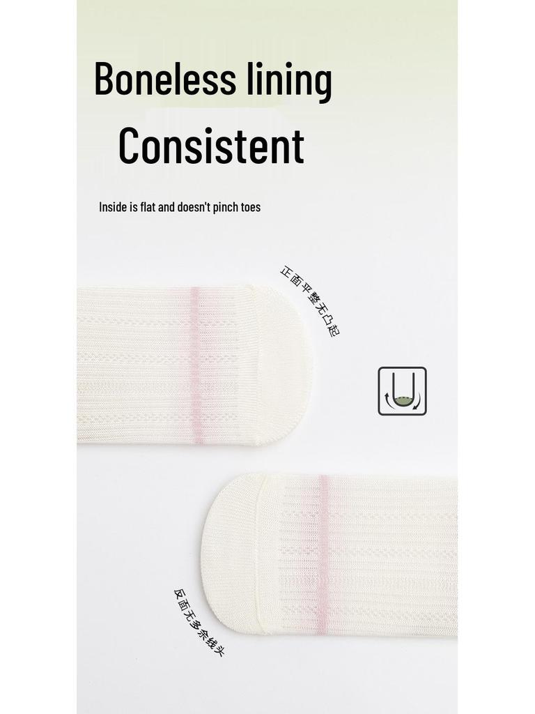 Spring/Summer Cartoon Mesh Pink Baby Socks - Antibacterial, Seamless, Breathable, Thin, Non-Constricting Cotton for Girls